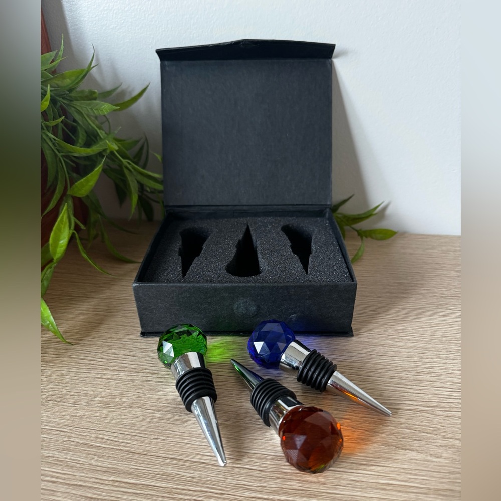 Set of Three Gem Wine Stoppers